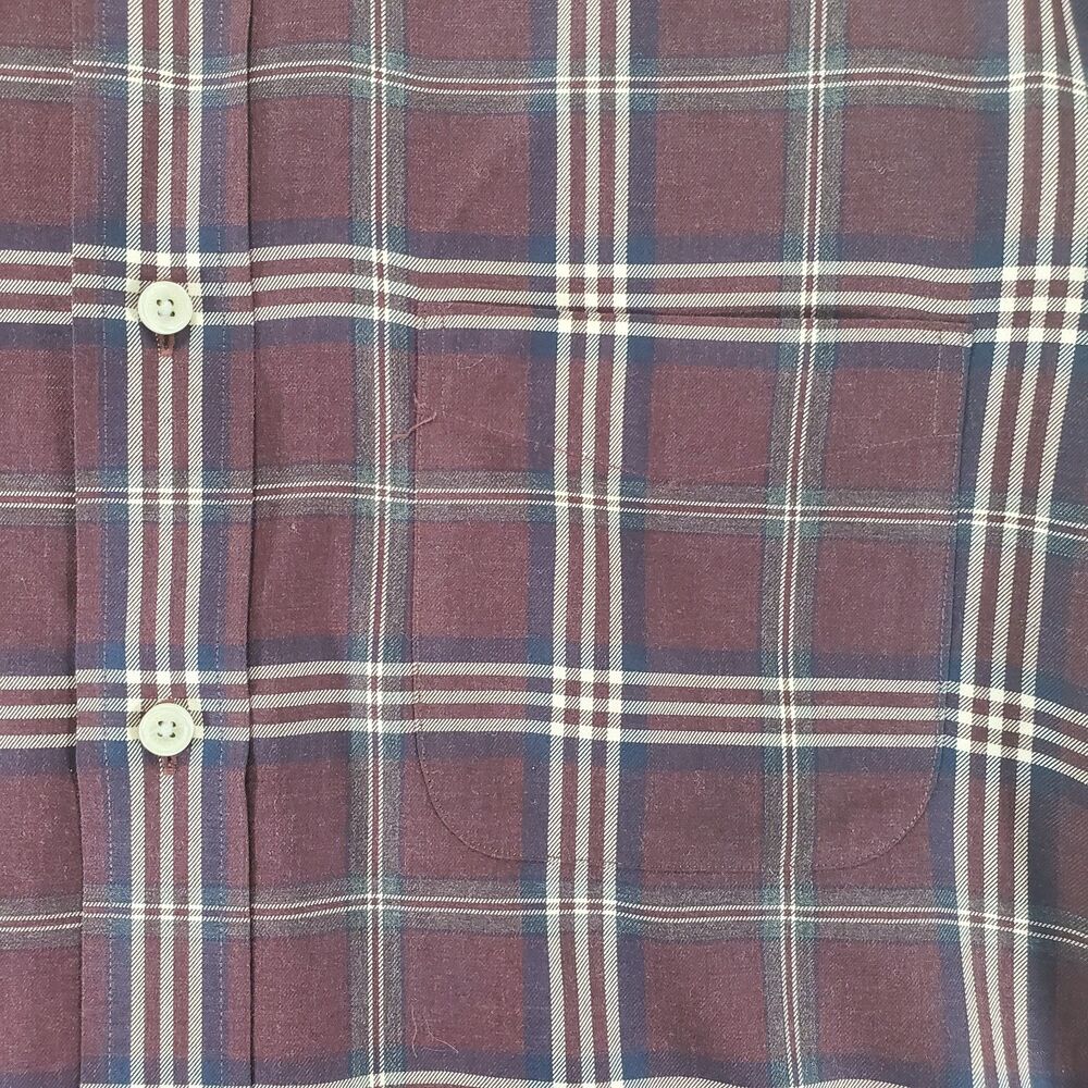 L Brooks Brothers Regent Button Down Shirt Burgundy Wine Plaid Pocket Maroon - Picture 6 of 9